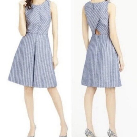 J. Crew Dresses & Skirts - J.Crew  Chevron-Striped Linen Dress -Color Blue White